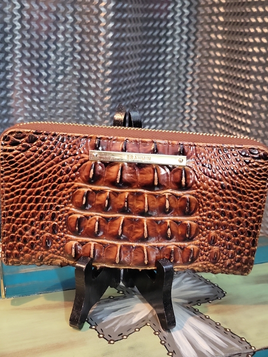 Brahmin Handbags - Brahmin Cognac Croc-Embossed Zip Wallet